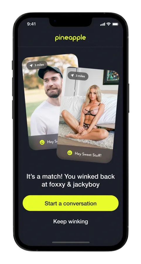 Roll the dice random matching screen in the Pineapple app